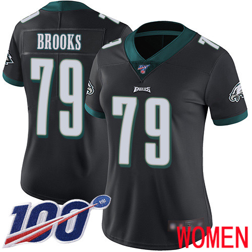 Women Philadelphia Eagles #79 Brandon Brooks Black Alternate Vapor Untouchable NFL Jersey Limited Player Season